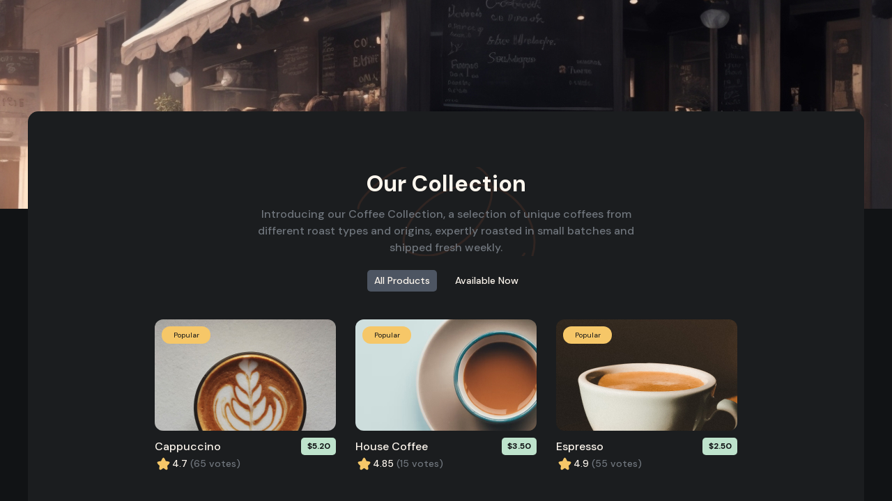 Simple Coffee Listing